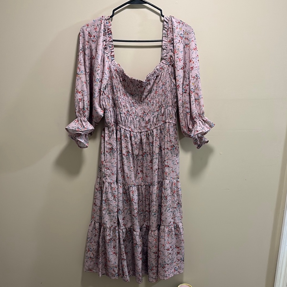 Purple Ruffled Tiered Sundress with Sweetheart Neckline